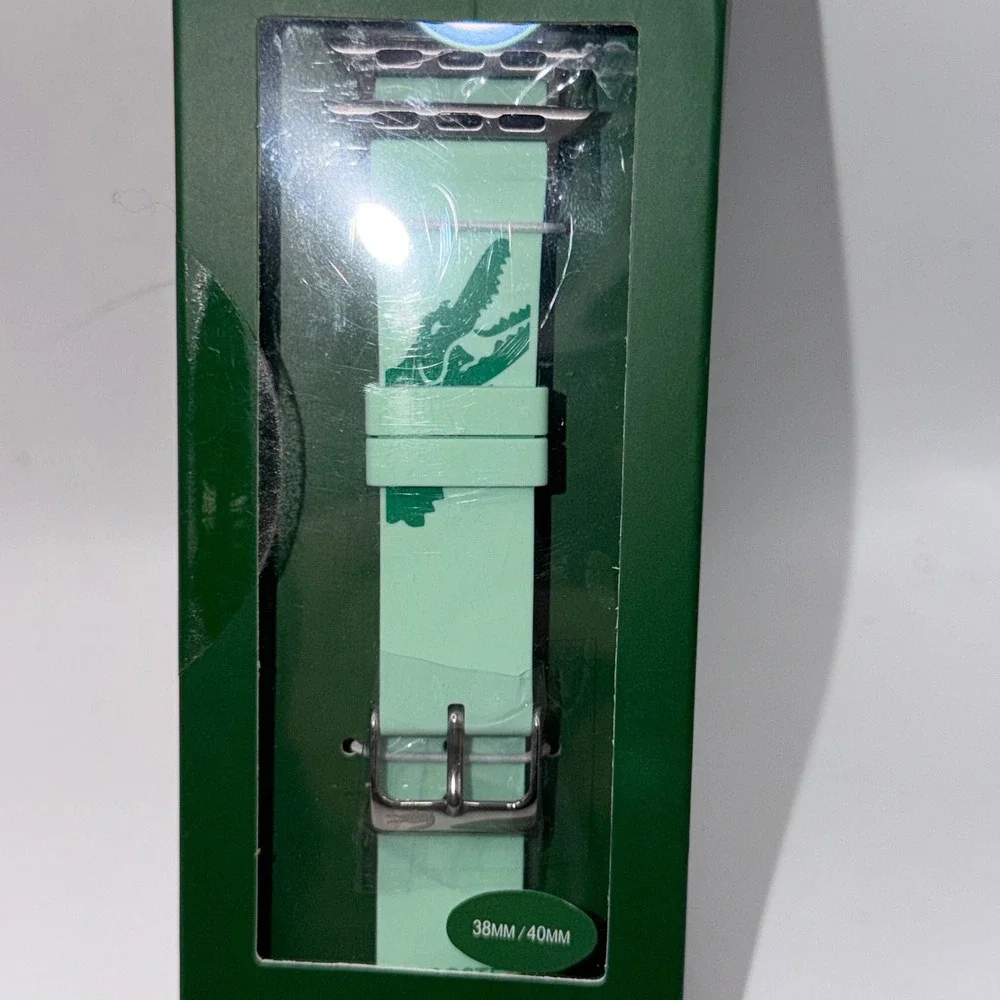 Lacoste 38mm/40mm Mint Green Silicone Apple Watch Strap Logo Sporty Preppy 749